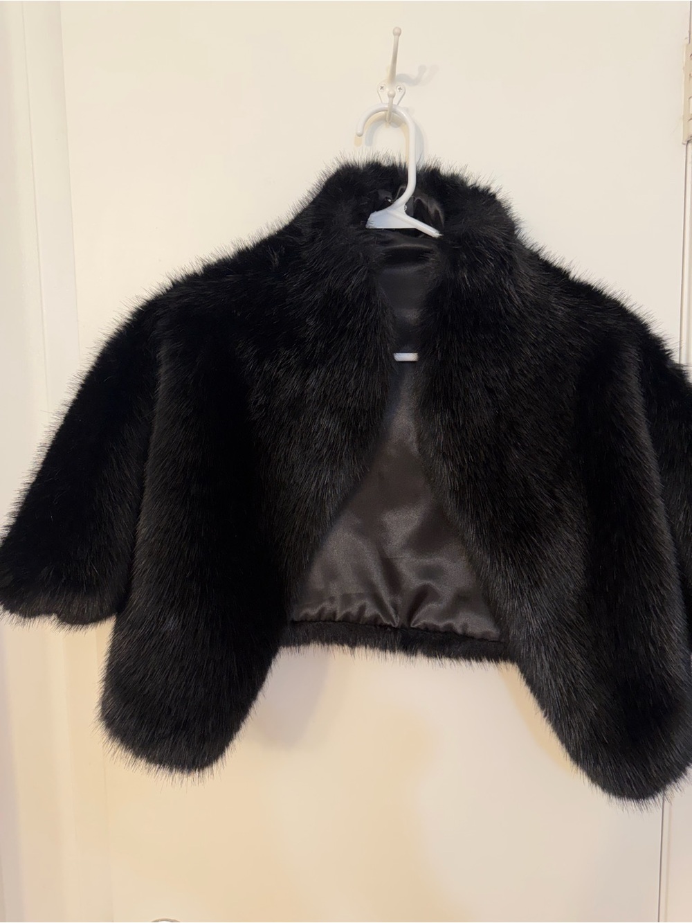 Faux fur cropped cover up